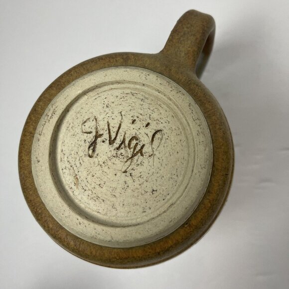 J Vigil Coffee Mug Pottery Hobbyist Piece Lt. Blue/ Tan - Picture 4 of 4